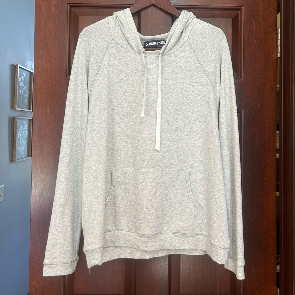 Ink Love and Peace Gray Lightweight Hoodie XL Rayon Blend Kangaroo Pocket